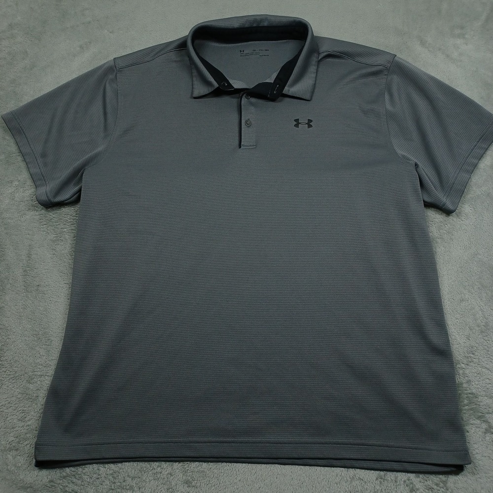 Under Armour Shirt Mens XXL Gray Polo Basic Business Casual Short Sleeve A32‎